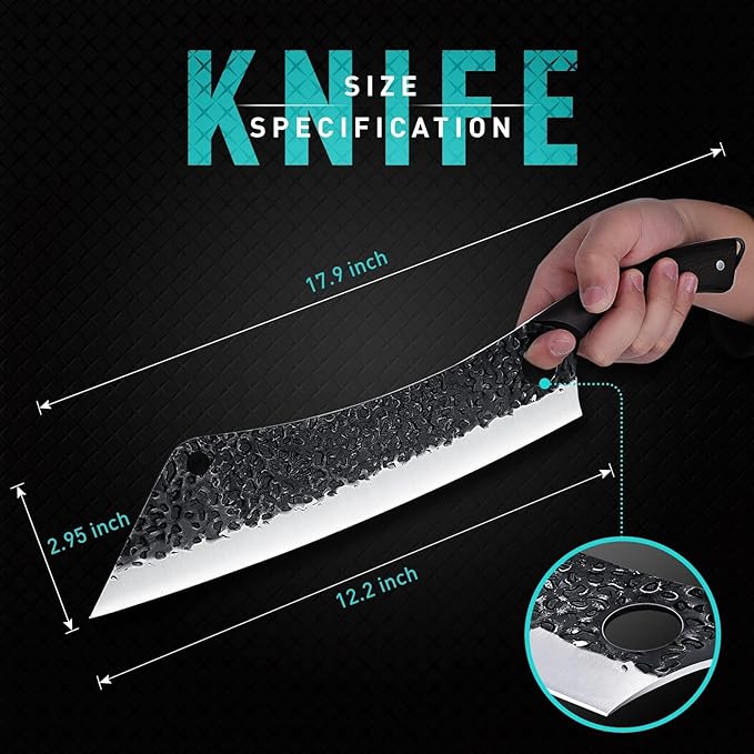 PURPLEBIRD 12 Inch Carving Knife Ultra Sharp Slicing Knife,Hand Forged Brisket Knives High Carbon Steel Meat Slicer, Long Kitchen Knives,Best for Slicing Roasts, Meats, Fruits and Vegetables