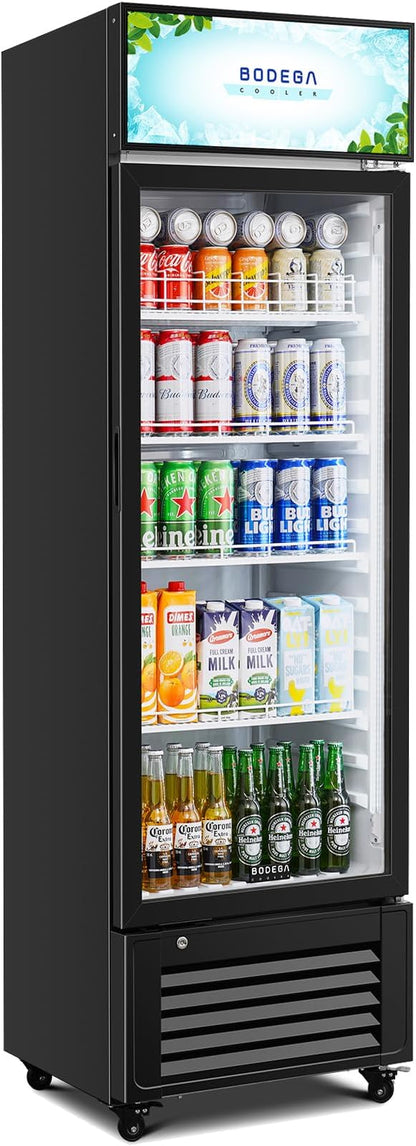 BODEGACOOLER Beverage Refrigerator, 321L/339 Qt Commercial Refrigerator For Kitchen, Home,Office and Garage, 300 Cans & 160 Bottles Display Refrigerator For Beer,Soda, Bar Cooler with Soft LED Light.