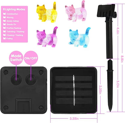 Bartlett Solar Garden Lights Outdoor Cute Cat Fairy Lights Solar Powered String Lights Outdoor Waterproof Kitty Decorative Lights 40LEDs Light 14ft Patio Décor Yard Fence Walkway Balcony Decoration