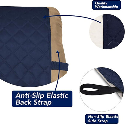 PureFit Reversible Recliner Chair Covers Couch Covers for Dogs, 19 in | Navy/Ivory, Water Resistant Couch Protector, Washable Pet Couch Cover with Non Slip and Elastic Straps For Kids