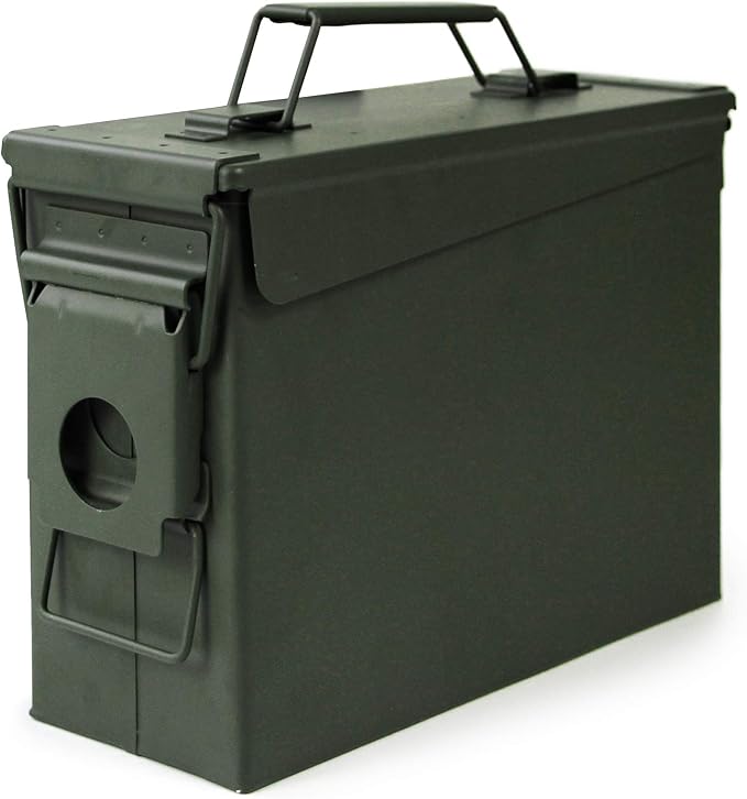 GUGULUZA Metal Ammo Can 30 50 Cal, Waterproof Airtight Ammo Containers Case | Heavy-Duty Ammunition Storage Case Military Container, Lockable Box w/Flip Top for Long-Term Storage Bullet, 30Cal and 50 Cal
