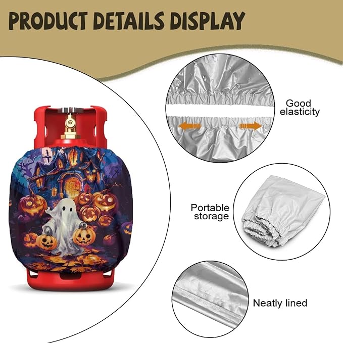 Hallowen 20lb Propane Tank Covers Highland Cow Gas Cover Fits Standard 20 lb Tank Cylinder Heavy Duty Outdoor Grill Accessories Gift for Holiday
