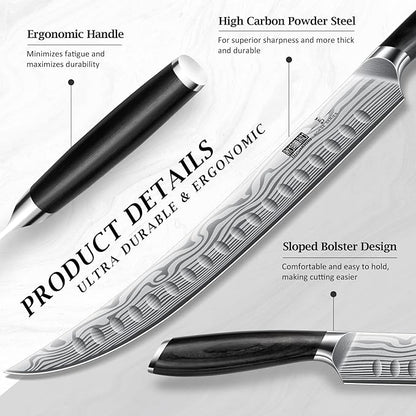 HOSHANHO Carving Kinfe 10 Inch, Forged High Carbon Powder Steel Butcher Breaking Knife, Razor Sharp Curved Brisket Slicing Kinfe for BBQ & Meat Cutting