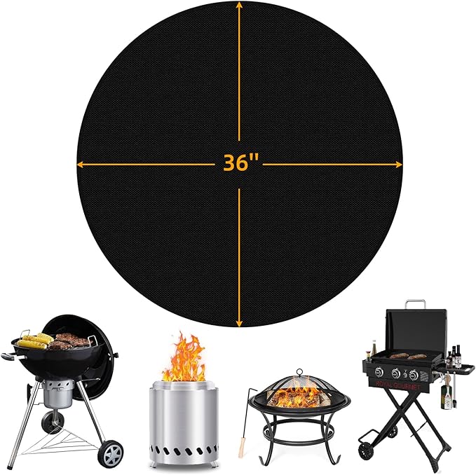 36" Fire Pit Mat for Solo Stove Bonfire, Double Sided Round Fireproof Under Grill Mat, Reusable Outdoor Grill Deck Protector for Solo Stove Accessories, Easy to Clean