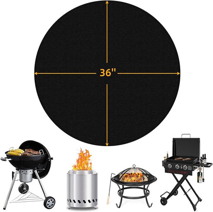 36" Fire Pit Mat for Solo Stove Bonfire, Double Sided Round Fireproof Under Grill Mat, Reusable Outdoor Grill Deck Protector for Solo Stove Accessories, Easy to Clean