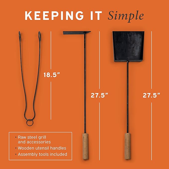 Hickory Summit Argentine Grill - Argentinian Grills - Santa Maria Grill - Argentinian Parrilla Set with all Tools Included - BBQ Parrillas Asado