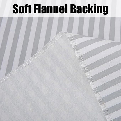 LIBERECOO Vinyl Tablecloth with Flannel Backing,Gery Stripe 60 x 84 Inch Rectangluar Tablecloths Stain-Resistant Waterproof Plastic Table Cover for Indoor/Outdoor