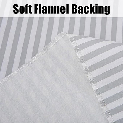LIBERECOO Vinyl Tablecloth with Flannel Backing, 60 x 102 Scottish Grey Stripe Stain-Resistant Rectangle PVC Flannel Backed Table Cover Waterproof Wipeable for Indoor and Outdoor