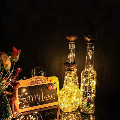 Solar Wine Bottle Lights - 12 Packs, 20LED Outdoor Waterproof Fairy Light Strings for Recycling Bottle Decoration