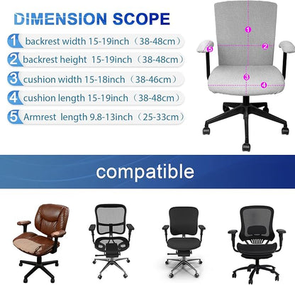 Tallew 4 Pcs Office Chair Covers Stretchable Armrest Seat,XL,Silver Gray | Universal Fit Office Desk Chairs, Protective Seat Backrest Slipcovers, Stretchable Prevent Wear, Easy Install for Rotating