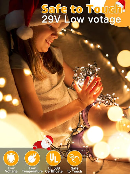 BrightChristmas 1000 LED 328 FT Christmas Lights, Waterproof Outdoor String With Remote and Timer, 8 Modes Dimmable, Fairy Lights for Holiday Decor (Warm White)