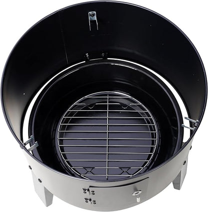 16 Inch Vertical Charcoal Smoker Grill, Portable Wood BBQ Smoker for Outdoor Camping Backyard Cooking, Black