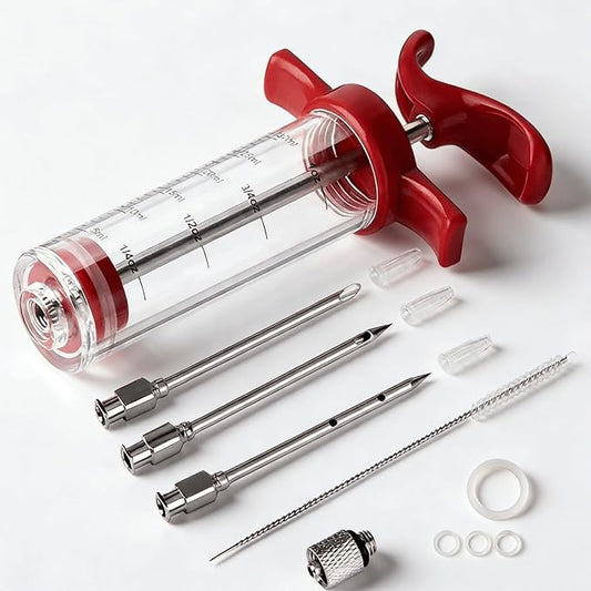 Meat Injector, 1-oz Plastic BBQ Marinade Injector Kit, Turkey Injector Syringe for Turkey Smoked BBQ Grill(50ML)