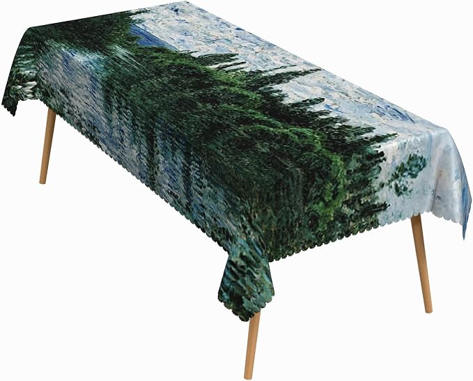 60x84 Inch Oil Painting Rectangle Tablecloth Monet Riviera del Seine Table Cloth Impressionist Art Washable Durable Table Cover for Dining Garden Atelier BBQ Home Decor
