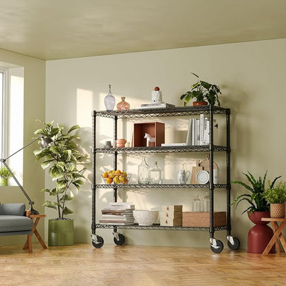 IZEUK 4-Tier Adjustable Heavy Duty Metal Storage Shelving Unit, Wide Utility Rack Organizer for Garage, Kitchen, Office, Basement, Warehouse (Black, 15.7" D x 33.5" W x 70.5" H)