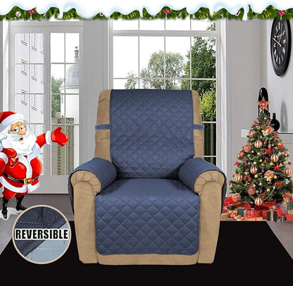 Easy-Going Reversible Couch Cover, Recliner 19 in, Dark Blue/Light Blue | Machine Washable Slipcover For Dogs, Water Resistant Furniture Mat For Living Room, Non-Slip Sofa Cover, Pet Friendly