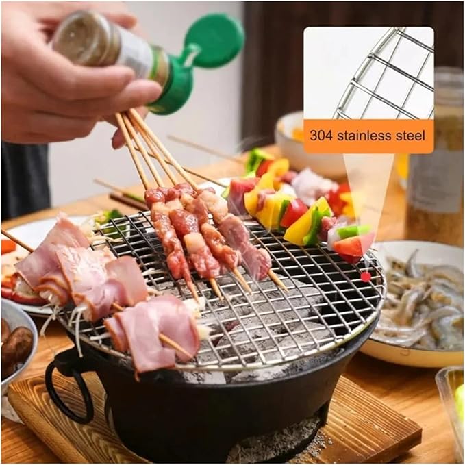 Cast Iron Grill Round Small Portable Korean Style Charcoal Barbecue For Outdoor Tabletop Camping BBQ Make Tea(24cm)