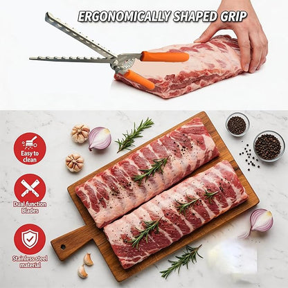 Rib Membrane Removal Tool, High Duty Premium Stainless Steel, for BBQ Grilling and Cooking ，Membrane Remover for Ribs，Easy Insert Pointed Tip, Ergonomic Non-Slip Silicone Handle