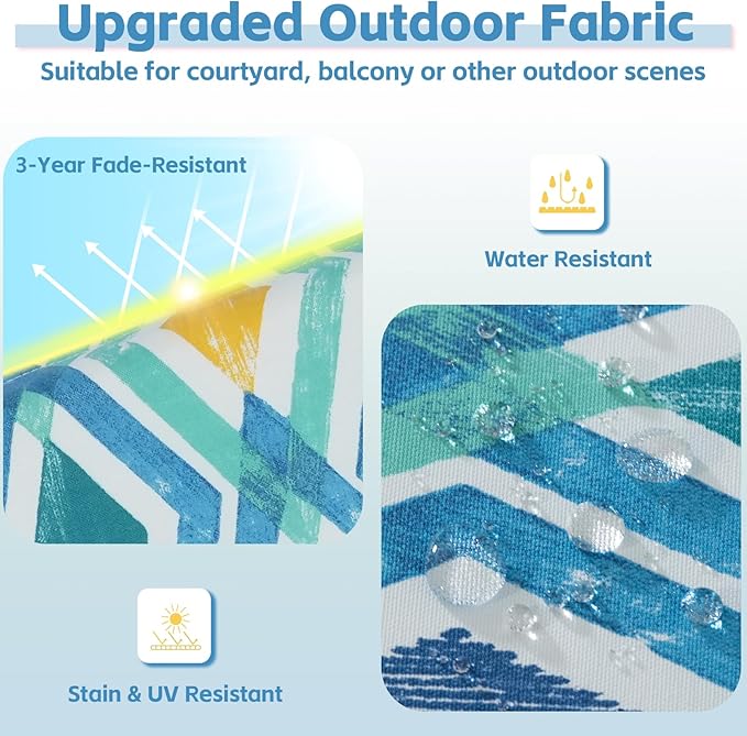 COZYVIDA Outdoor Chair Cushions Set of 4, 20"x20" Square Seat Pads with Tie Straps and YKK Zippers, 30D High-Density Foam, Water-Resistant Fabric,UV-Resistant 1000+ Hrs