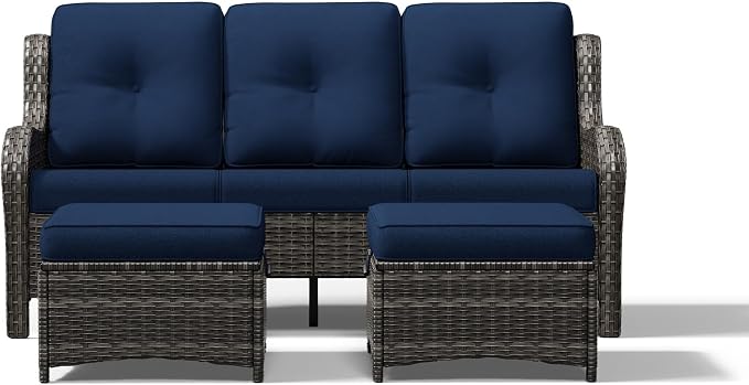 Joyside Outdoor Patio Couch Set, Outdoor Wicker Sofa with High Back, Deep Seating, Wide Armrest, Thickened Cushions, Patio Sofa for Deck, Porch Use