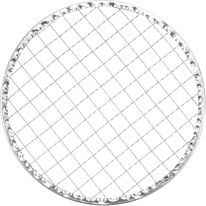 HARFINGTON 5pcs Round BBQ Grill Net 6.5" Dia Galvanized Iron Barbecue Mesh Mat for Baking Smoking Charcoal Grilling Roasting