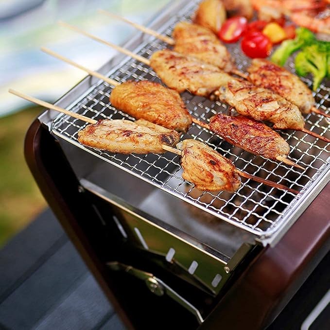 Charcoal Grill Portable Charcoal Grill Foldable BBQ Grill Outdoor Picnic Patio Backyard Travel Beach Wild Cooking BBQ Grill(A)