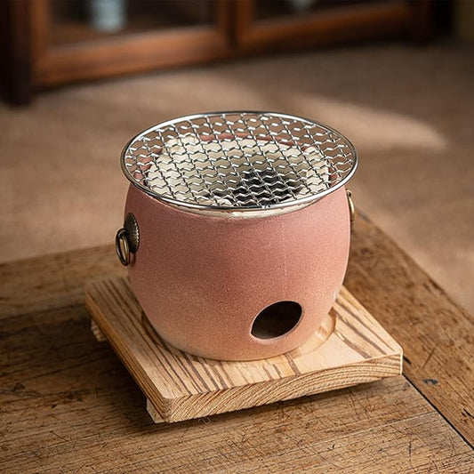Red Clay Charcoal Stove For 1-4 People, Pottery Barbecue Stove, Portable Charcoal Grill, Pottery Hibachi, Camping Clay Stove, Suitable For Indoor And Outdoor Use