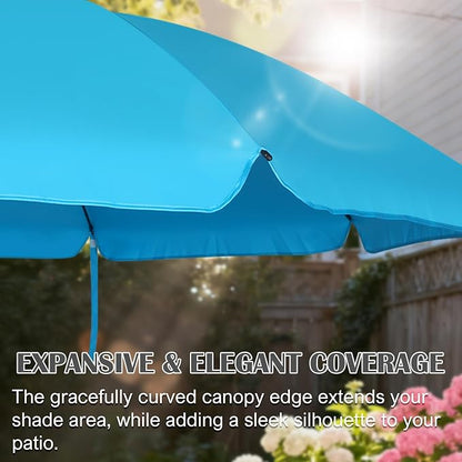 Blissun 6.5ft Patio Umbrella with Push Button Tilt & Height Adjustable, UV50+ Sun Protection with Sturdy Fiberglass Ribs & Iron Pole, Market Umbrella for Outdoor Table Garden Backyard Beach