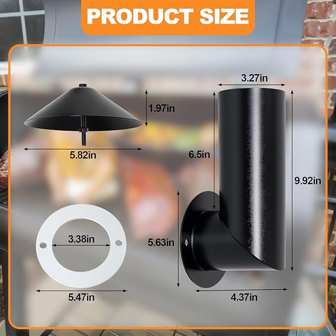 Pellet Grill Smoke Stack Chimney Replacement for Pit Boss, Traeger & Camp Chef, Adjustable Smoker Chimney with Umbrella, Gasket & Mounting Hardware