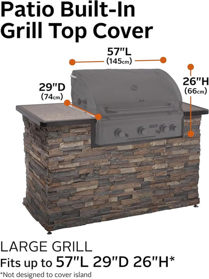 Classic Accessories Ravenna Water-Resistant 57 Inch Built-in BBQ Grill Top Cover