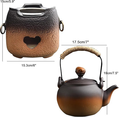 Clay Charcoal Stove Tea Set Kung Fu Tea Stove Outdoor Heating Stove Barbecue Oven Pottery Stove for Home Camping Cooking Accessories(Large)
