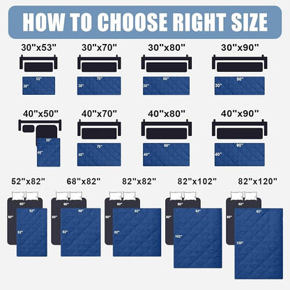 Smiry Waterproof Reversible Pet Couch Covers for Dogs | Pet Friendly, Soft Fabric, Washable Sofa Furniture Protector for Dogs Cat Kids, Checkered (30"x80", Navy/Blue)