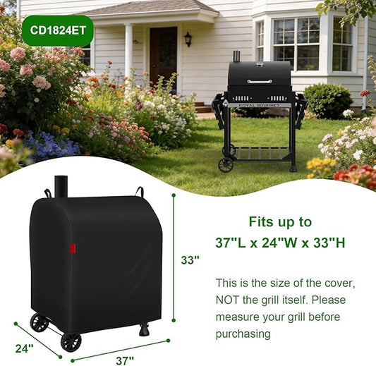 Outdoor Grill Cover Fits Royal Gourmet CD1824ET Charcoal Grill, Waterproof 600D Heavy Duty Barrel Grill Cover, Fade Resistant & Rip-Proof BBQ Grill Covers for CD Series.