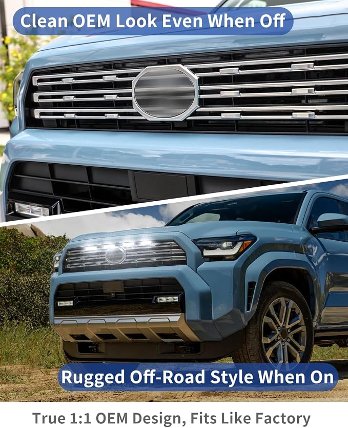 Grille Lights for 2025-2026 Toyota 4Runner Platinum Limited 6th Gen (White) | Off-Road LED Marker Grill Lights, Clip-on Design, Easy Install & Removal, Enhanced Night Visibility Accessories