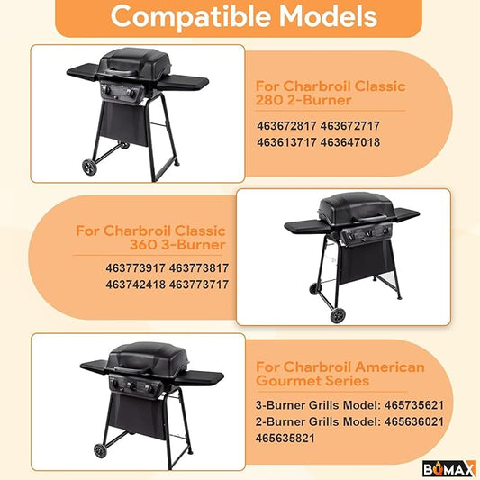 Grill Parts for Charbroil Classic 360 3-Burner 463672717 463672817 463773717 G320-0200-W1A G215-0203-W1, Burner and Heat Plates Kit for American Gourmet 3-Burner 465735621