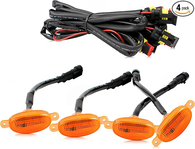 Car grille 4 pcs 6 LED Yellow Shell small yellow light Smoked Lens Raptor Auto Front grille modification LED decorative light Pickup haze warning light Car Accessories