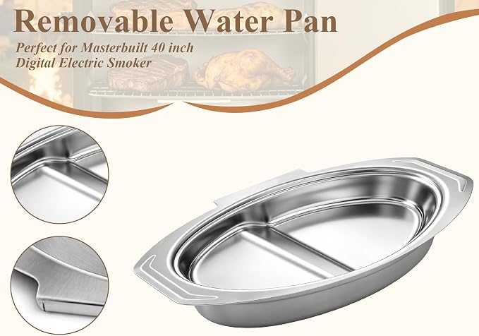 Large Water Bowl for Masterbuilt 40-inch Digital Electric Vertical BBQ Smoker MB20071619, MB20071719, MB20071819, MB20072618, Water Pan Replacement Part for Masterbuilt Original Model 9007180374