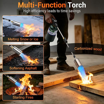 Sondiko Propane Torch Weed Burner, High Output Weed Torch Flamethrower, 30" Detachable Long Arm Heavy Duty Blow Torch For Garden, Wood, Ice, Snow, Melting(PROPANE TANK NOT INCLUDED)