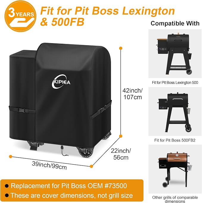 600D Pellet Grill Cover for Pit Boss Lexington, Pro 600 and Tailgater, Waterproof BBQ Smoker Cover, UV Resistant, No Tear, No Fading