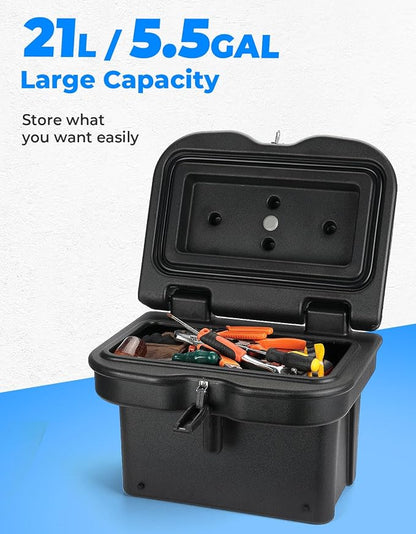KEMIMOTO UPGRADED Anti-Theft Bed Storage Box Compatible with Ranger | 5.5GAL Cargo Box,21L Toolbox,Compatible with Polaris Ranger 1000 XP 900 800 700 570 500 (2013-2026)/General 1000