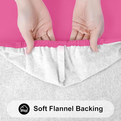 Smiry Rectangle Tablecloth, Elastic Fitted Flannel Backed Vinyl Tablecloths for 5ft Folding Tables, Waterproof Wipeable Table Covers for Indoor, Outdoor, Camping and Picnic (Rose Pink, 30"x60")