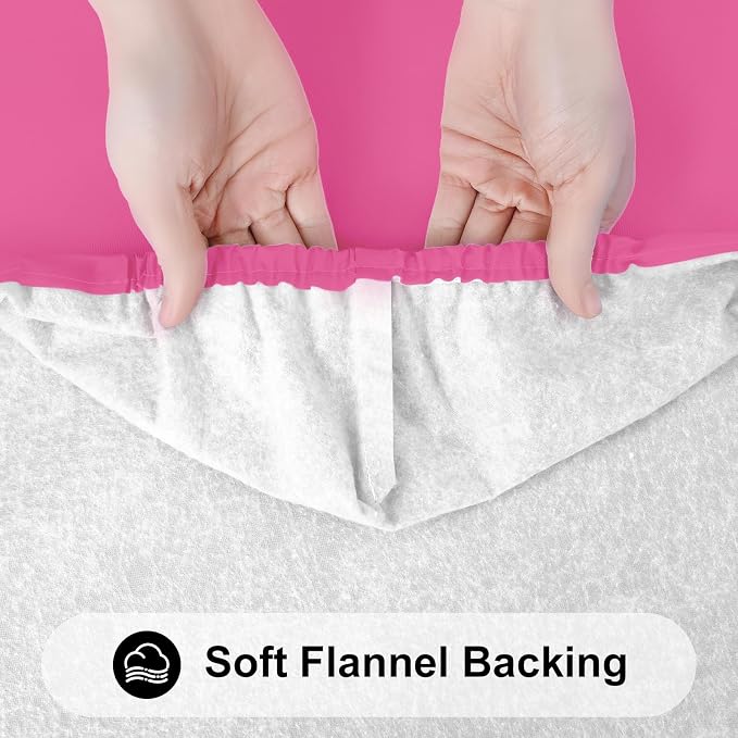 Smiry Rectangle Tablecloth, Elastic Fitted Flannel Backed Vinyl Tablecloths for 6ft Folding Tables, Waterproof Wipeable Table Covers for Indoor, Outdoor, Camping and Picnic (Rose Pink, 30"x72")