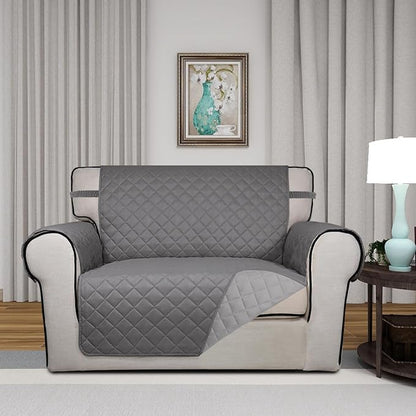 PureFit Reversible Quilted Sofa Cover Dog Couch Covers for Sofa, 28 in | Gray/Light Gray, Water Resistant Couch Protector, Washable Pet Couch Cover with Non Slip and Elastic Straps For Kids