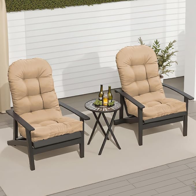 Adirondack Chair Seat Cushion for Outdoor Patio Wicker Porch Furniture | Waterproof cover with straps, PP cotton, high back thick seat pad for adirondack rocking chair lawn indoor outdoor 44x19x4