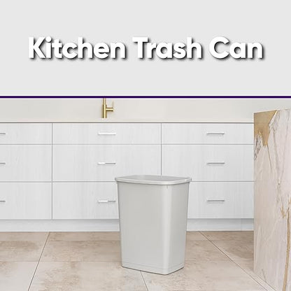Superio Large Kitchen Trash Can 13 Gallon, 52 Qt Waste Bin for Kitchen, Garage, Indoor and Outdoor Trash Can (2, White Smoke)