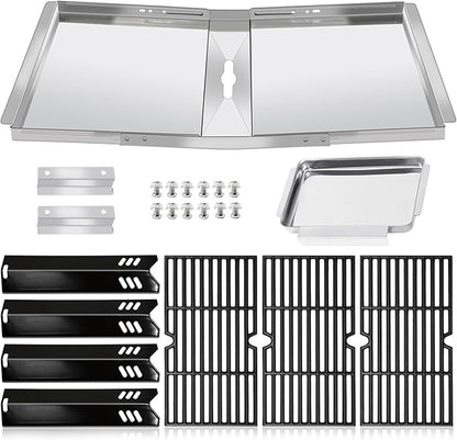 DGF493BNP Drip Pan Grill Replacement Parts for Dyna Glo DGF493BNP, DGB494SPB, Backyard Grill BY13-101-001-12, Grill Grates, Heat Shields and Adjustable 24''-30'' Grease Tray for Dyna-glo 4 Burner