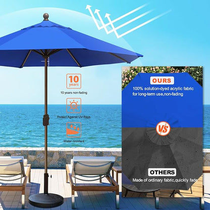 Eurmax USA 10-Year-Non-Fading 10FT Outdoor Patio Market Umbrella,UPF50+ UV Resistant Sun Shade,Heavy Duty Commercial Grade,Crank Lift Design,Windproof Vented Top for Garden,Pool,Deck,Pacific Blue