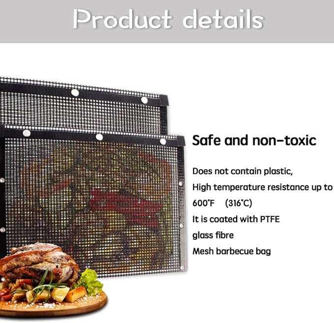 AOOCAN Grill mesh mat - Set of 5 Non Stick BBQ Grill mats, Heavy Duty, Reusable Grilling mats, Easy to Clean - Works on Gas, Charcoal, Pellet Grill - 15.75 x 13 in, Black
