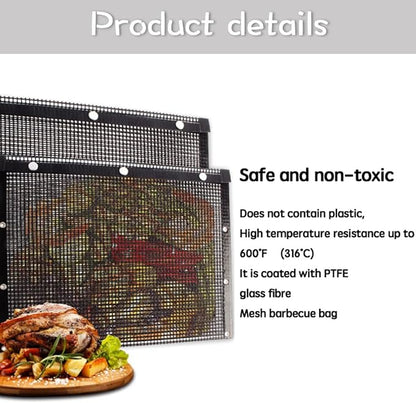 AOOCAN Grill mesh mat - Set of 5 Non Stick BBQ Grill mats, Heavy Duty, Reusable Grilling mats, Easy to Clean - Works on Gas, Charcoal, Pellet Grill - 15.75 x 13 in, Black