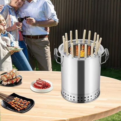 Multi-functional Charcoal Grill with Hanging Rack and Grill Net - Large Capacity Portable BBQ for Outdoor Cooking, Ideal for Family Gatherings and Camping
